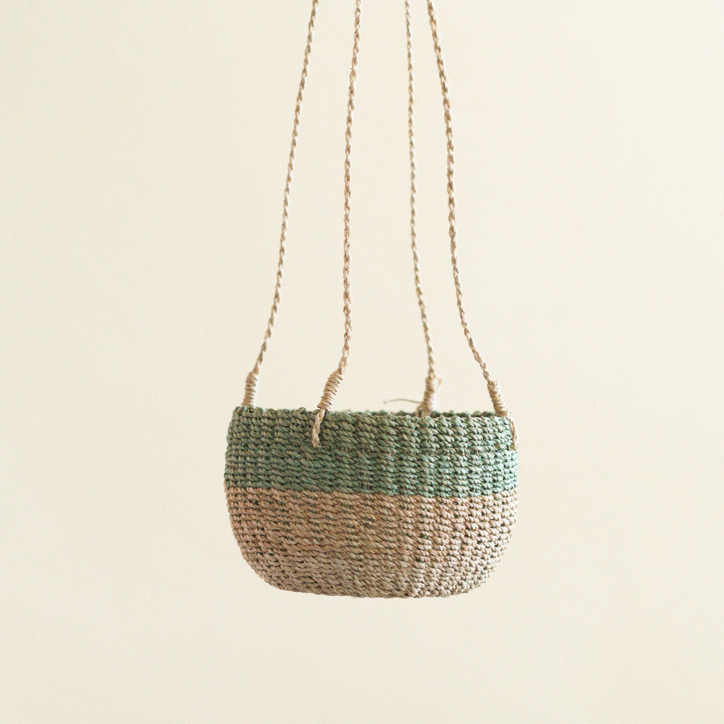Natural + Sage Hanging Planter - Hanging Bin | LIKHÂ