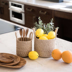 Natural Tabletop Mini Basket with Handle Set of 2 - Weave Baskets | LIKHÂ