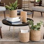 Seagrass Woven Baskets with Sky Blue Handle Set of 3 - Straw Baskets | LIKHÂ by LIKHÂ