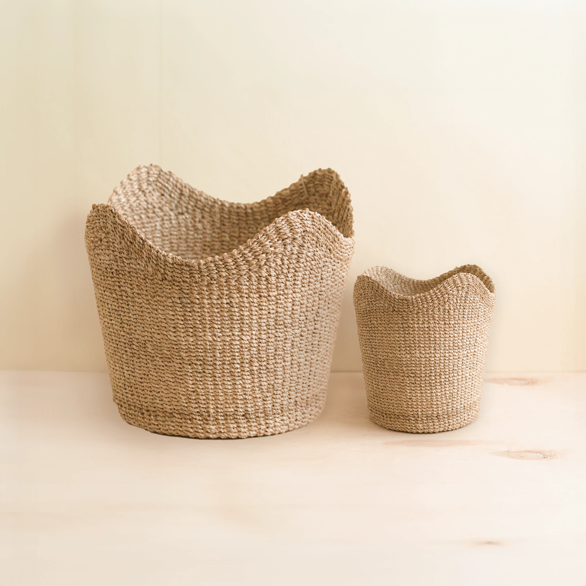 Small Natural Scallop Basket - Abaca Woven Basket | LIKHÂ by LIKHÂ