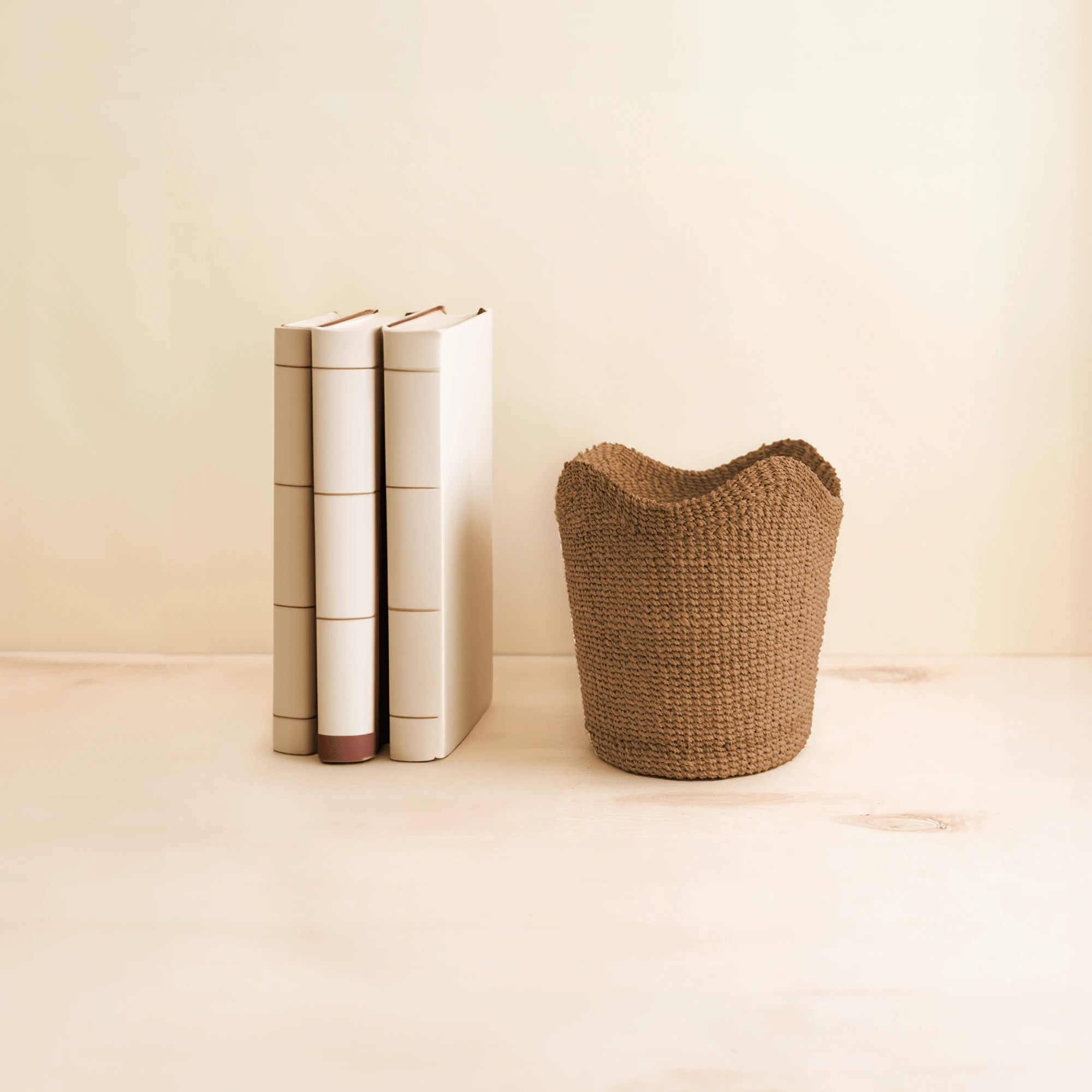 Small Tan Scallop Basket - Modern Basket | LIKHÂ by LIKHÂ