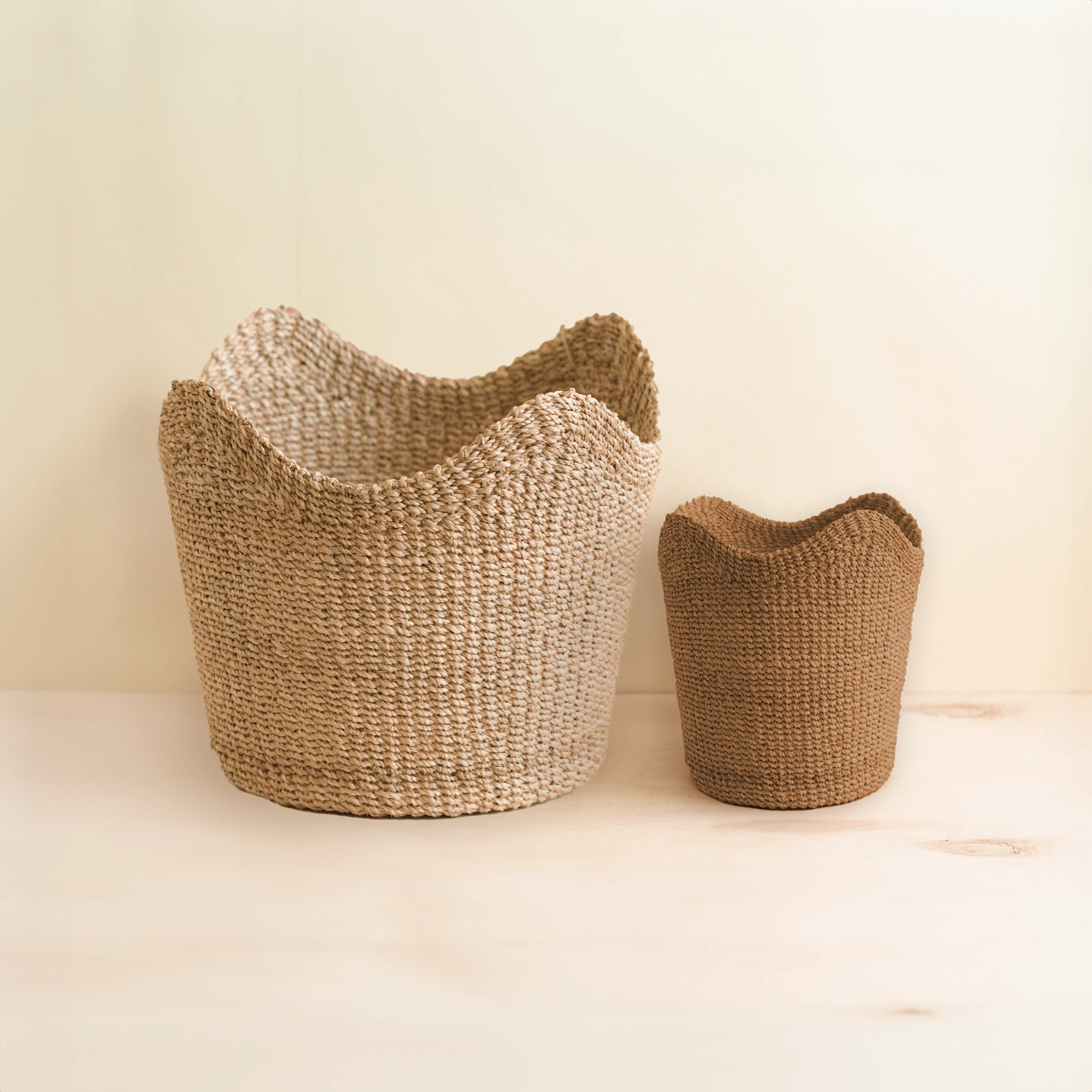 Small Tan Scallop Basket - Modern Basket | LIKHÂ by LIKHÂ