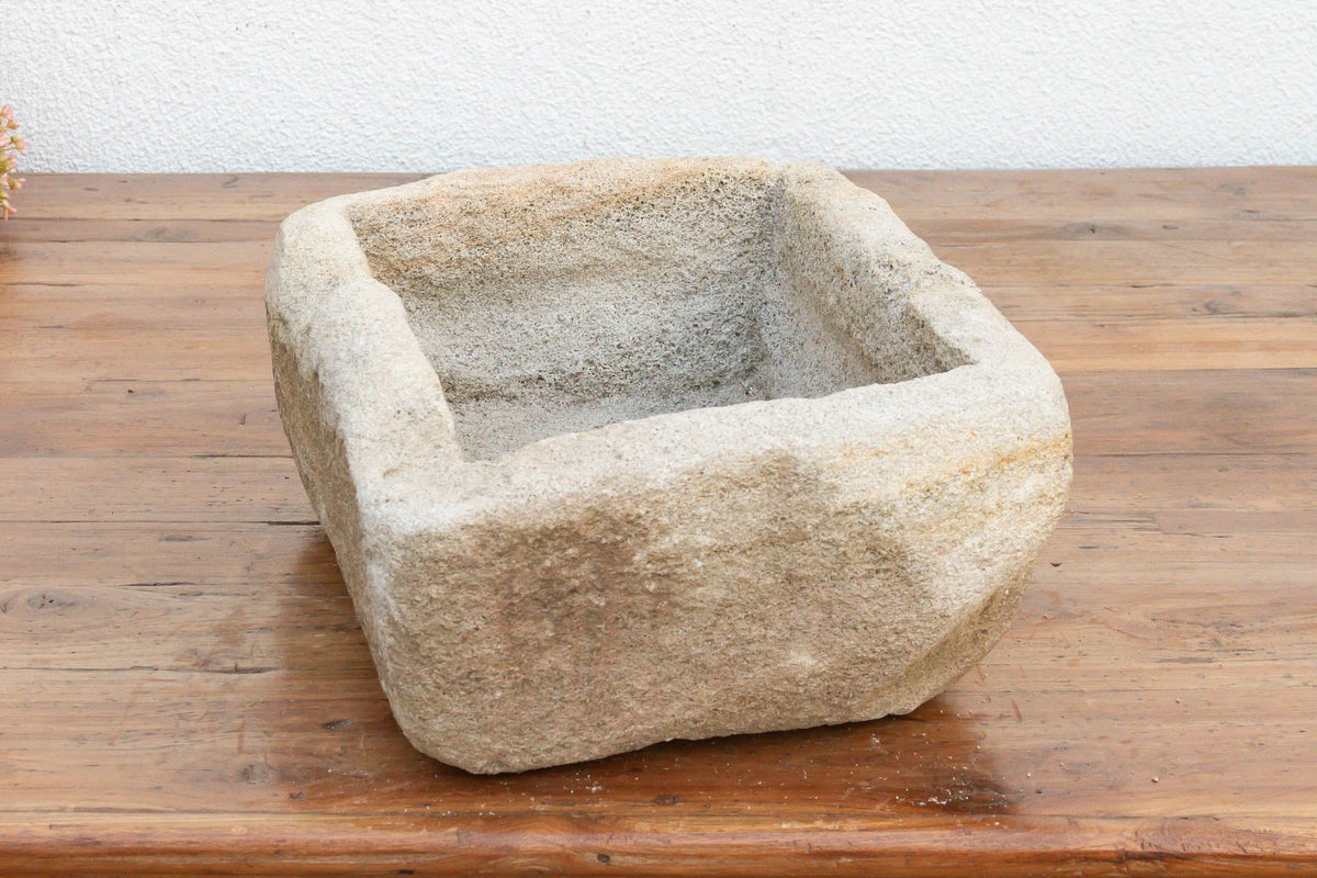 Bastide Basin, French Hand-Carved Stone Planter Planter La Vie Bien Bastide Basin, French Hand-Carved Stone Planter