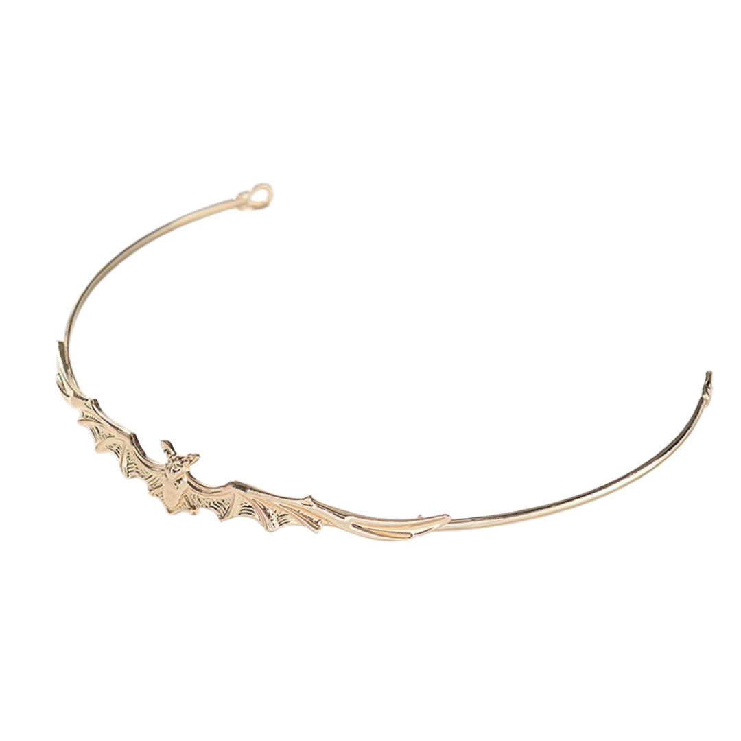 Bat Power Headband Tiara in Silver or Gold | Spooky Headwear Accessory | Halloween, Goth Hairpiece