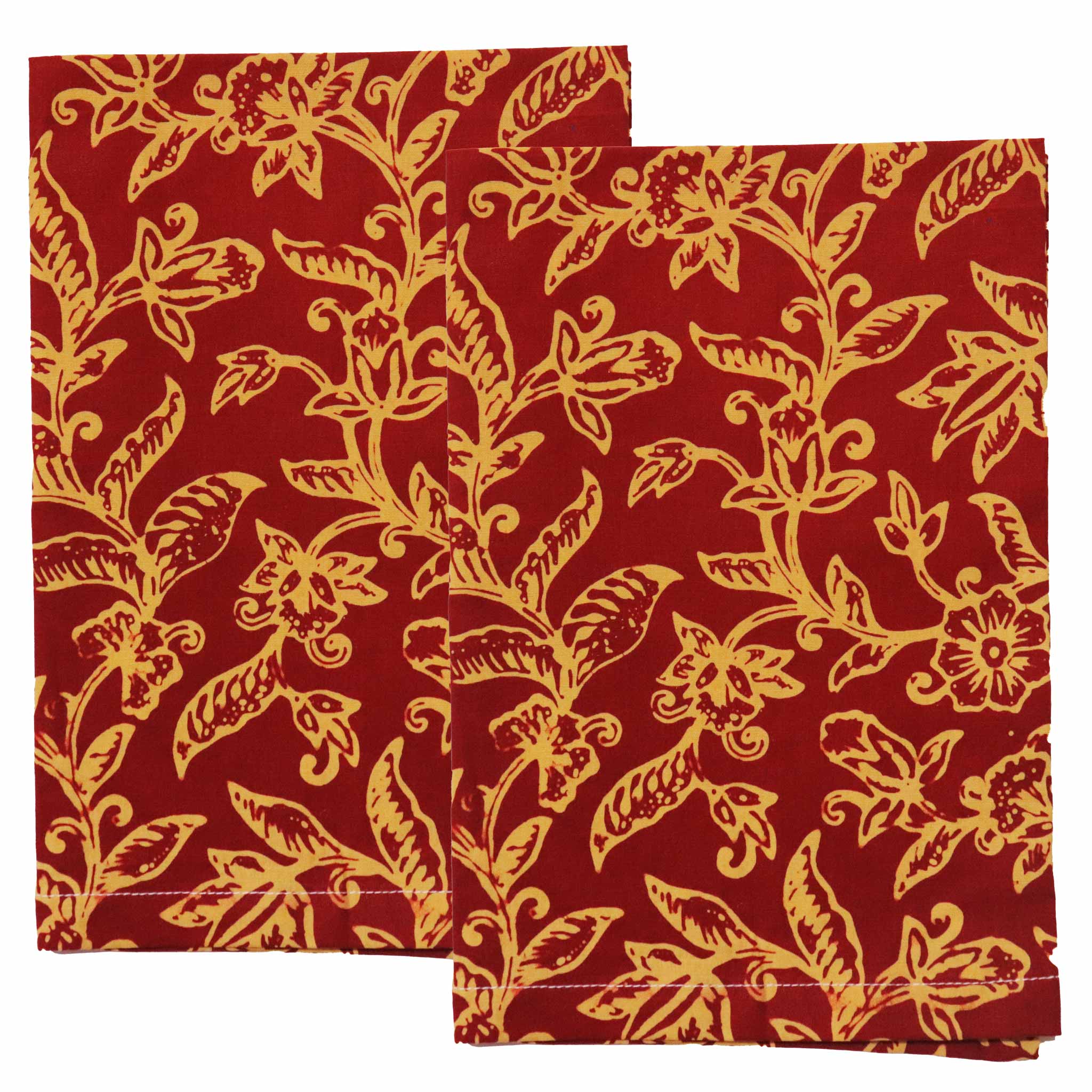 Batik Cloth Napkin Set of Two, Cherish, Hand Dyed, 100% Cotton, Red, Yellow Napkins La Vie Bien Batik Cloth Napkin Set of Two, Cherish, Hand Dyed, 100% Cotton, Red, Yellow