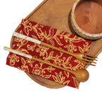 Batik Cloth Napkin Set of Two, Cherish, Hand Dyed, 100% Cotton, Red, Yellow Napkins La Vie Bien Batik Cloth Napkin Set of Two, Cherish, Hand Dyed, 100% Cotton, Red, Yellow
