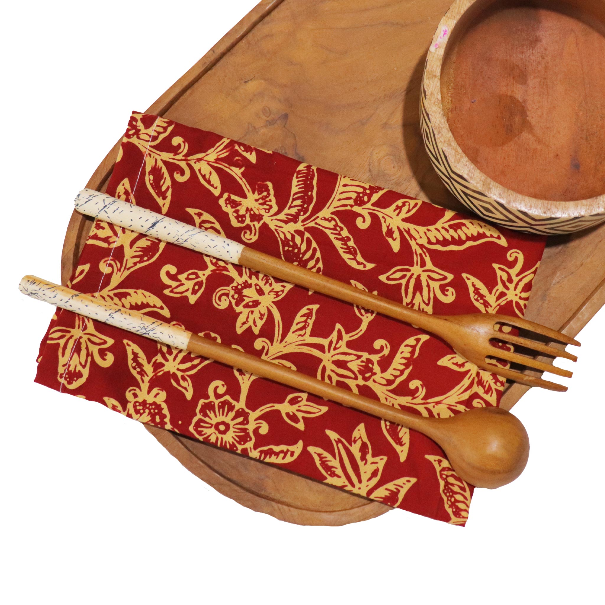 Batik Cloth Napkin Set of Two, Cherish, Hand Dyed, 100% Cotton, Red, Yellow Napkins La Vie Bien Batik Cloth Napkin Set of Two, Cherish, Hand Dyed, 100% Cotton, Red, Yellow