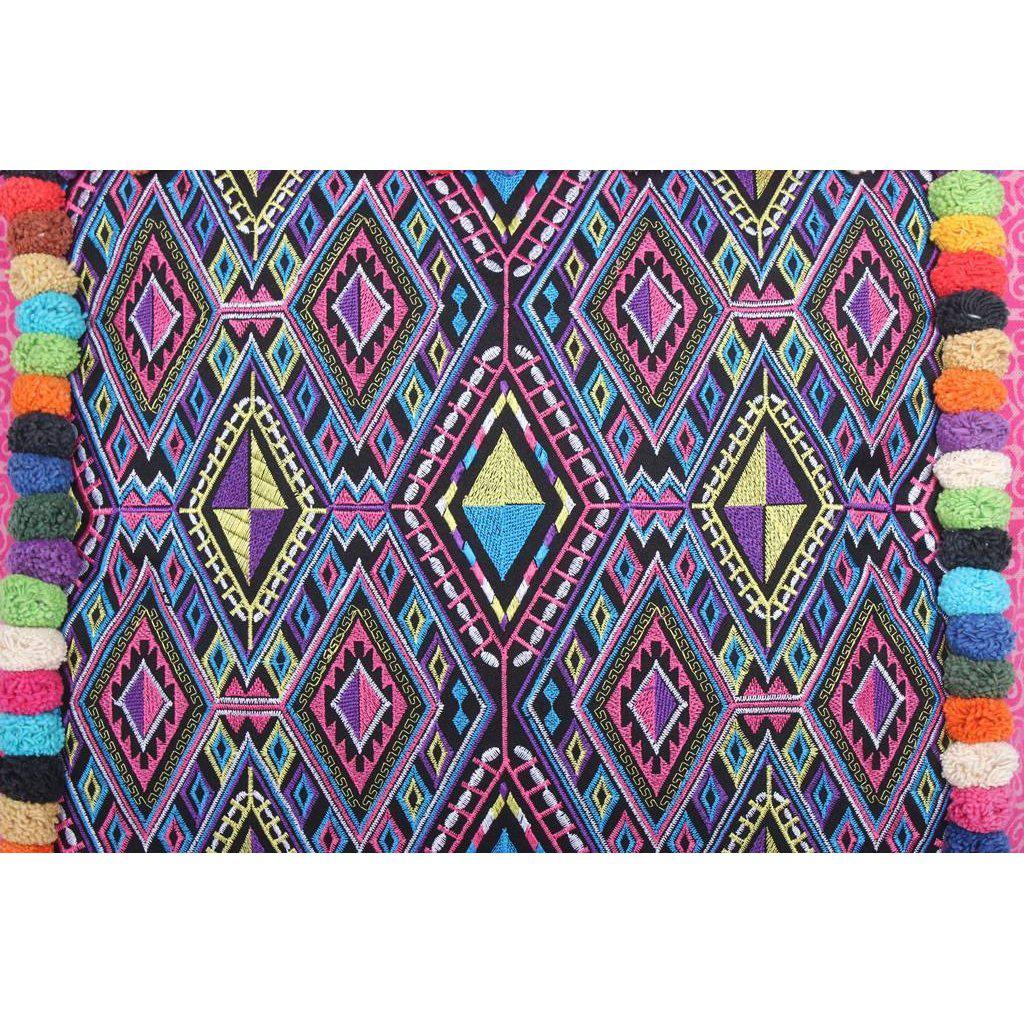Batik Printed Embroidery Fabric Geometric Cushion - Thailand Decor La Vie Bien Batik Printed Embroidery Fabric Geometric Cushion - Thailand