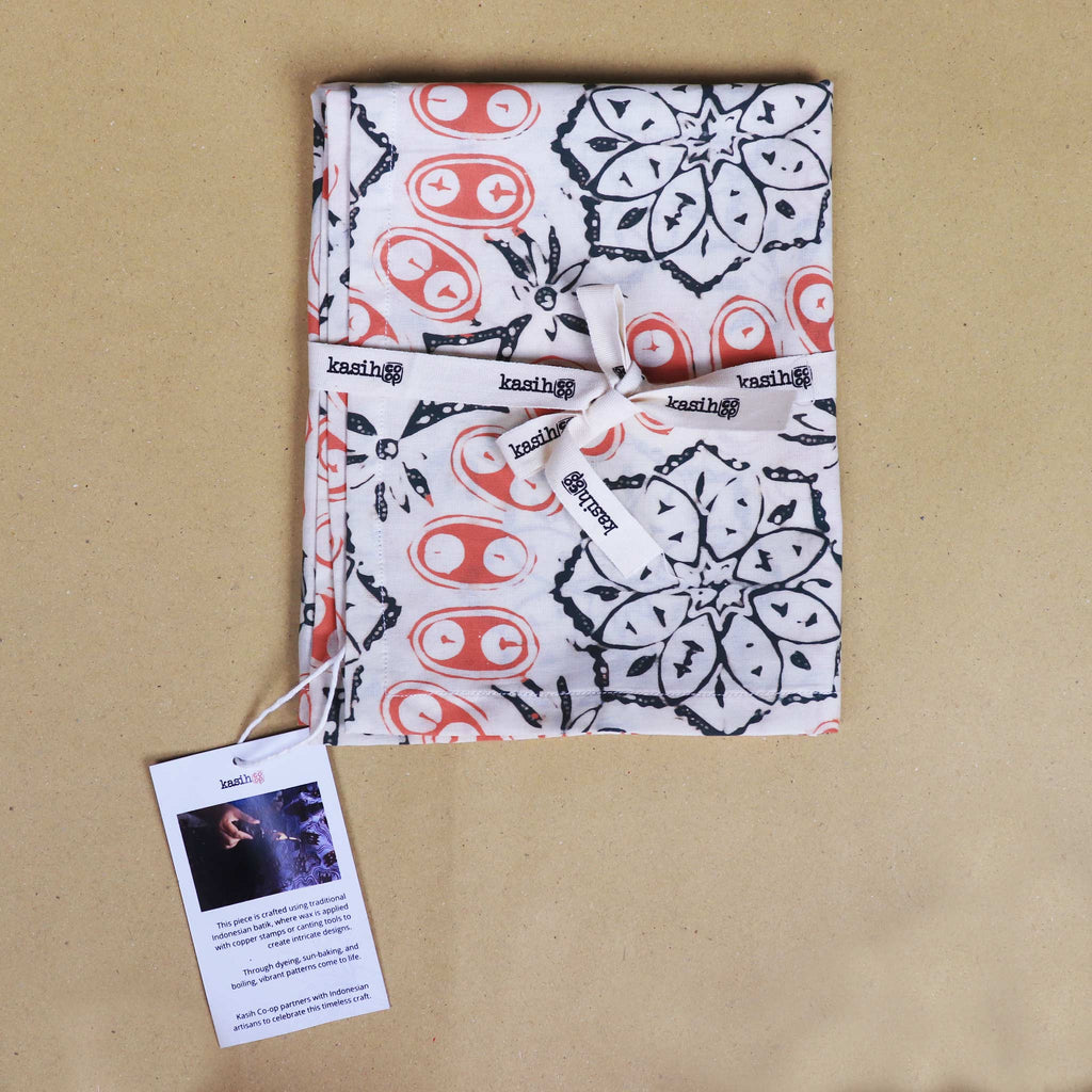 Batik Tea Towel Hand Dyed, Autumn Coral, Hand Dyed, 100% Cotton Towels La Vie Bien Batik Tea Towel Hand Dyed, Autumn Coral, Hand Dyed, 100% Cotton
