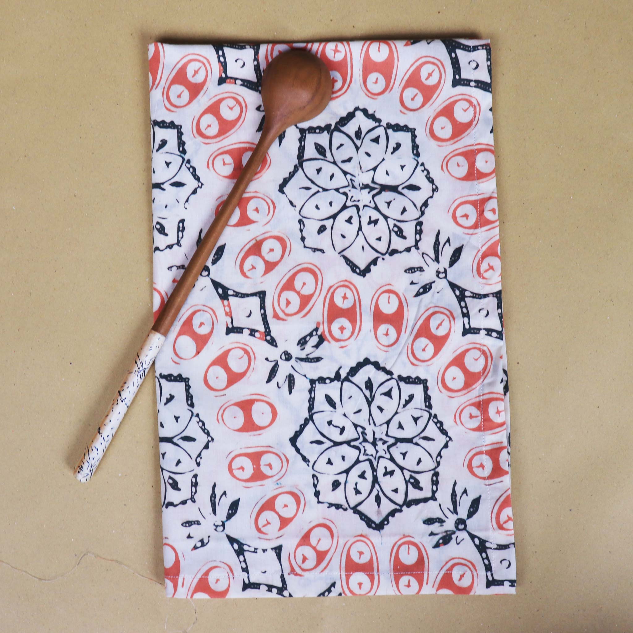 Batik Tea Towel Hand Dyed, Autumn Coral, Hand Dyed, 100% Cotton Towels La Vie Bien Batik Tea Towel Hand Dyed, Autumn Coral, Hand Dyed, 100% Cotton