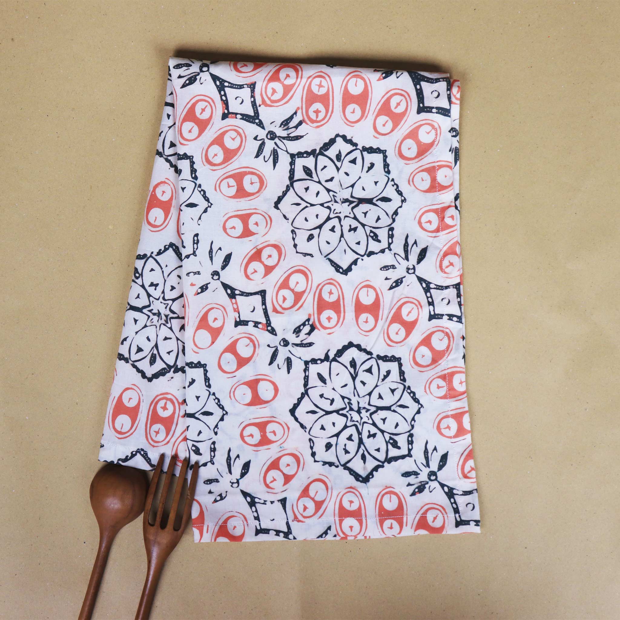 Batik Tea Towel Hand Dyed, Autumn Coral, Hand Dyed, 100% Cotton Towels La Vie Bien Batik Tea Towel Hand Dyed, Autumn Coral, Hand Dyed, 100% Cotton