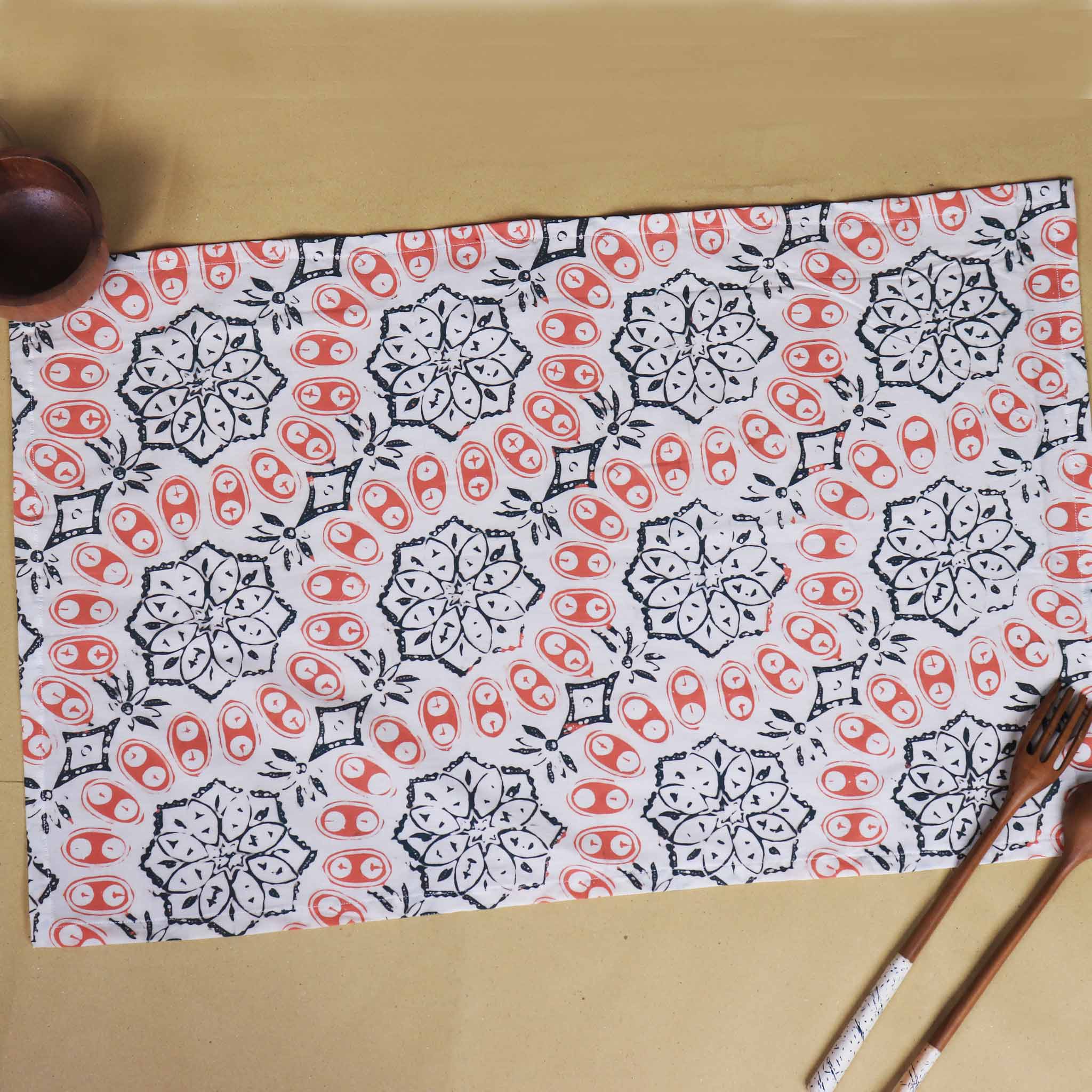 Batik Tea Towel Hand Dyed, Autumn Coral, Hand Dyed, 100% Cotton Towels La Vie Bien Batik Tea Towel Hand Dyed, Autumn Coral, Hand Dyed, 100% Cotton