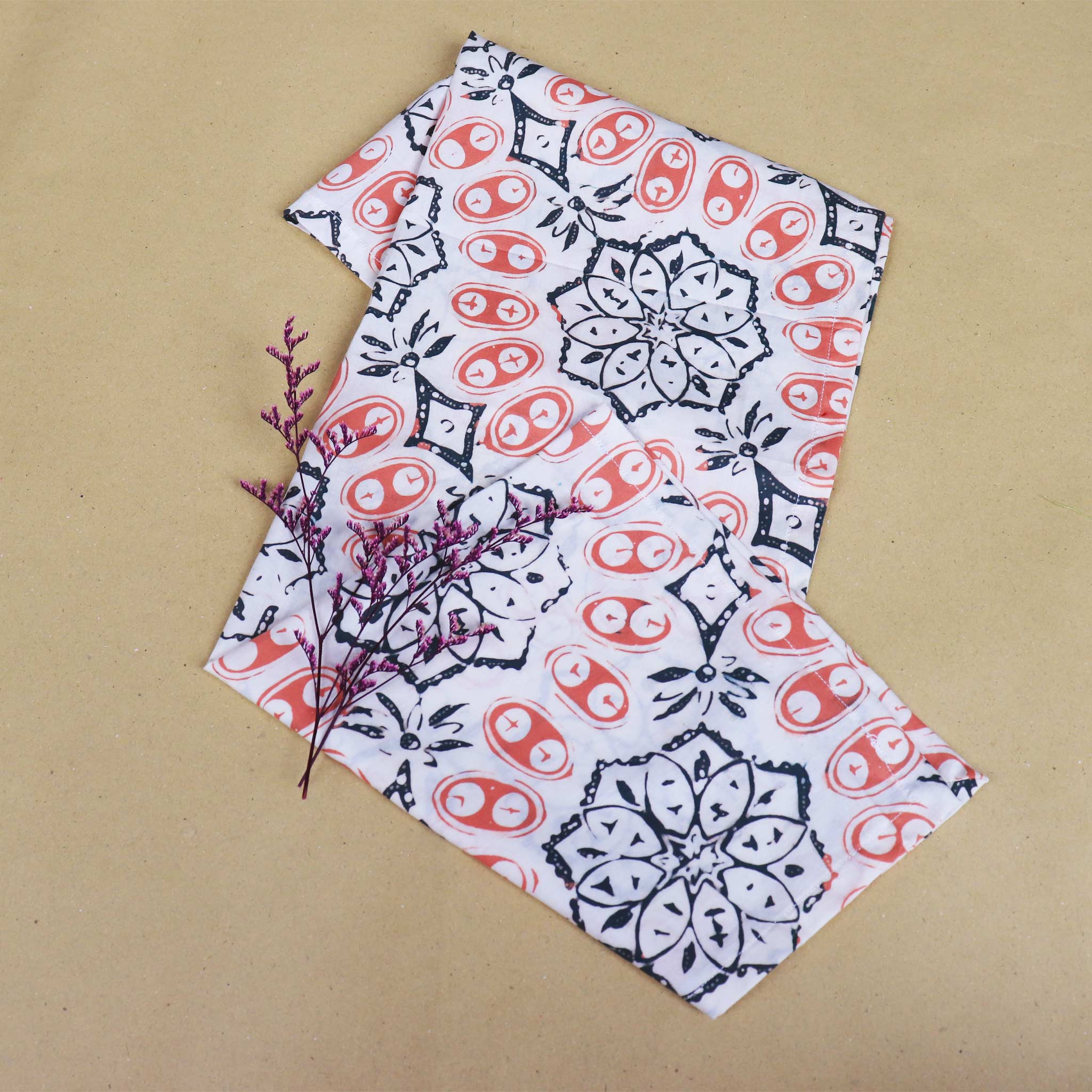 Batik Tea Towel Hand Dyed, Autumn Coral, Hand Dyed, 100% Cotton Towels La Vie Bien Batik Tea Towel Hand Dyed, Autumn Coral, Hand Dyed, 100% Cotton