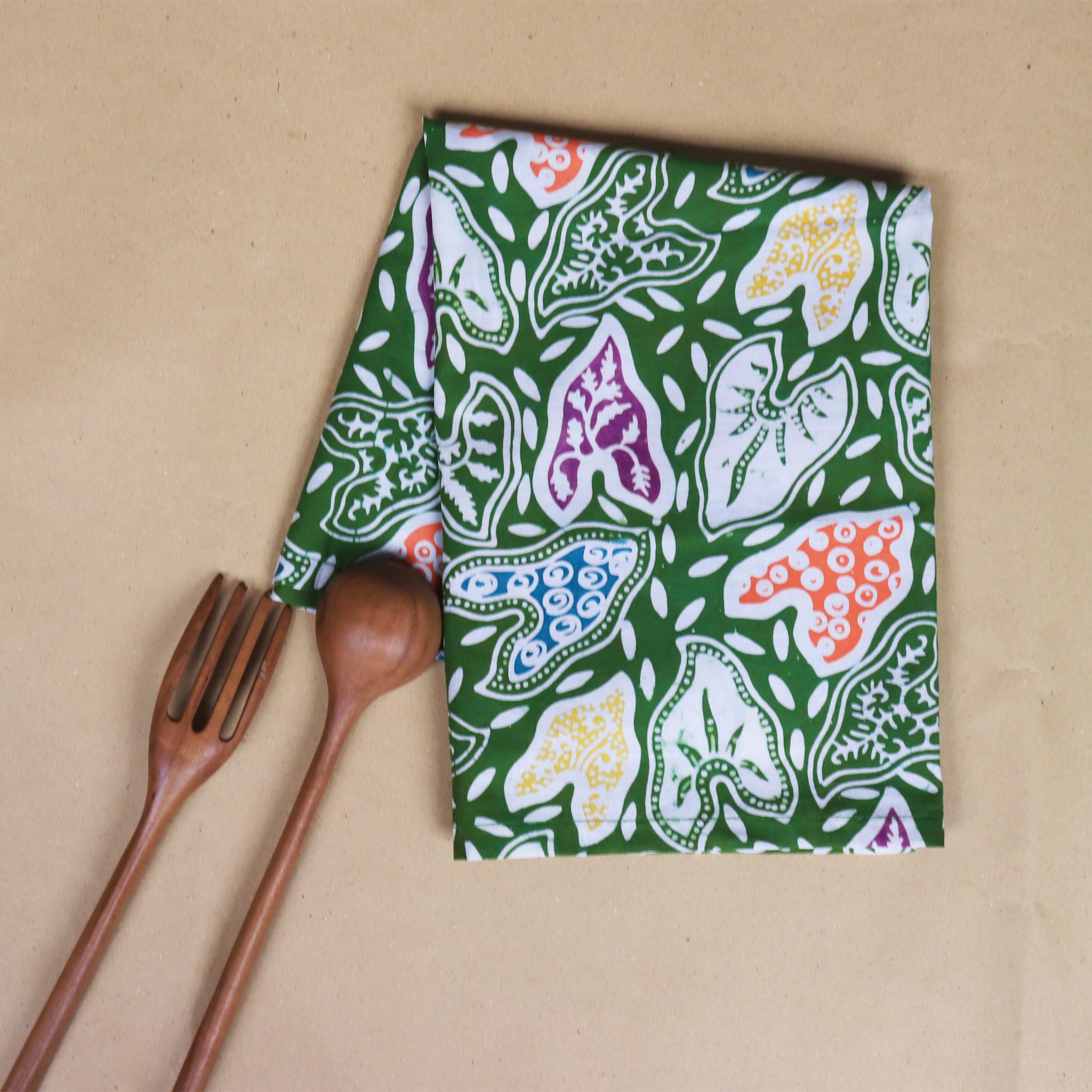 Batik Tea Towel Hand Dyed, Taro Leaf, Hand Dyed, 100% Cotton Towels La Vie Bien Batik Tea Towel Hand Dyed, Taro Leaf, Hand Dyed, 100% Cotton