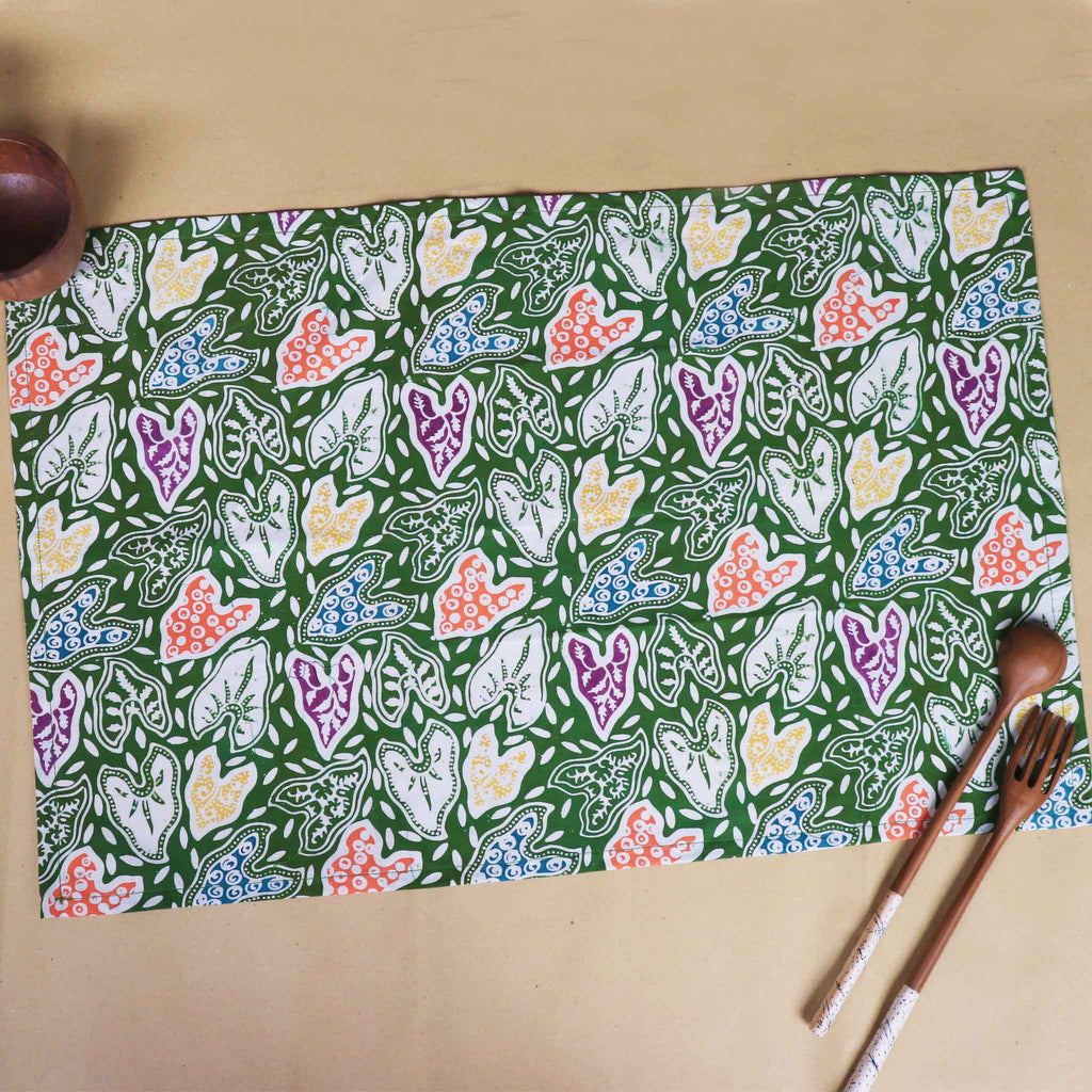 Batik Tea Towel Hand Dyed, Taro Leaf, Hand Dyed, 100% Cotton Towels La Vie Bien Batik Tea Towel Hand Dyed, Taro Leaf, Hand Dyed, 100% Cotton