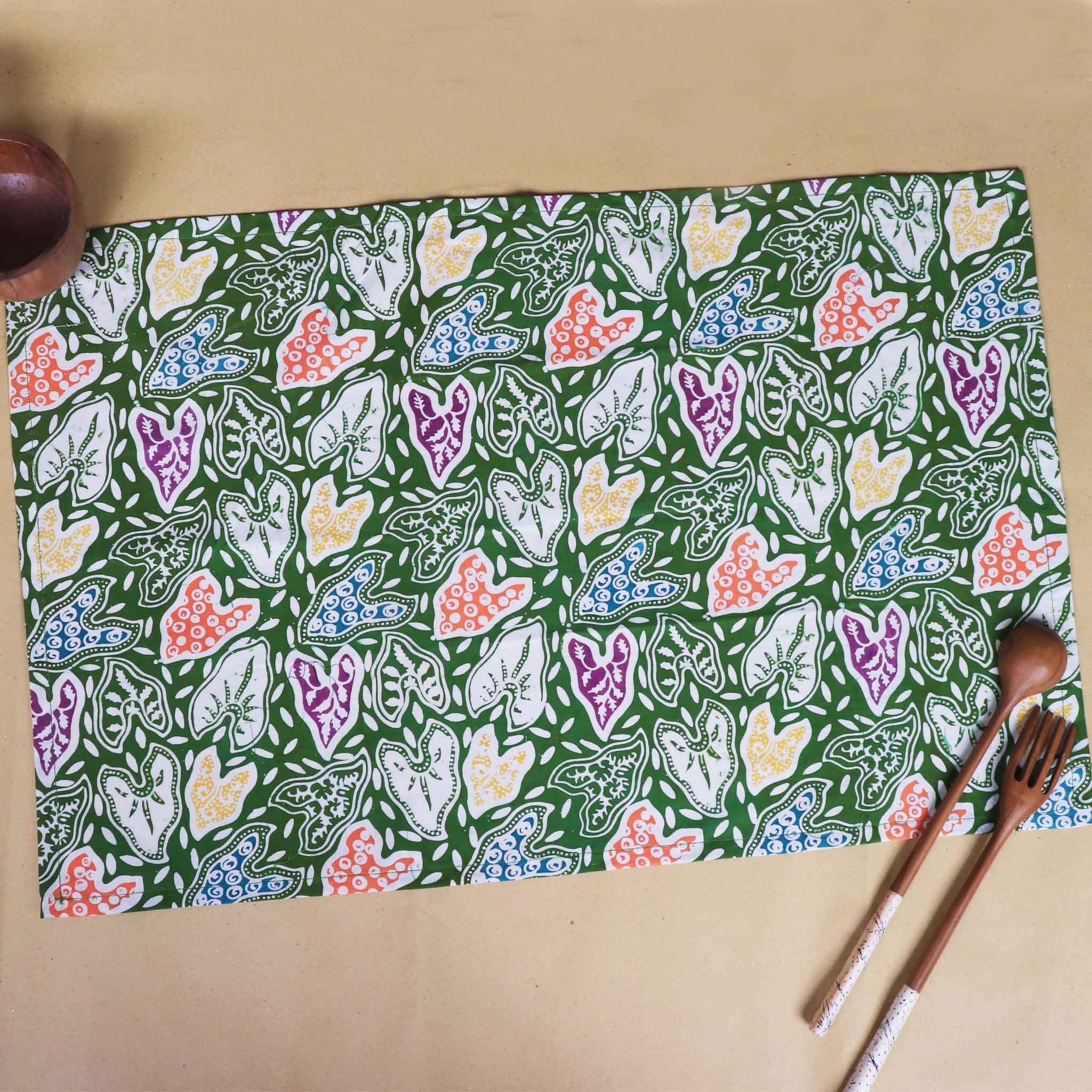 Batik Tea Towel Hand Dyed, Taro Leaf, Hand Dyed, 100% Cotton Towels La Vie Bien Batik Tea Towel Hand Dyed, Taro Leaf, Hand Dyed, 100% Cotton