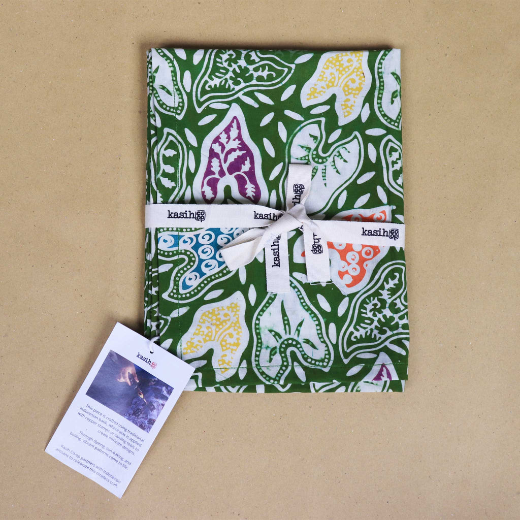 Batik Tea Towel Hand Dyed, Taro Leaf, Hand Dyed, 100% Cotton Towels La Vie Bien Batik Tea Towel Hand Dyed, Taro Leaf, Hand Dyed, 100% Cotton