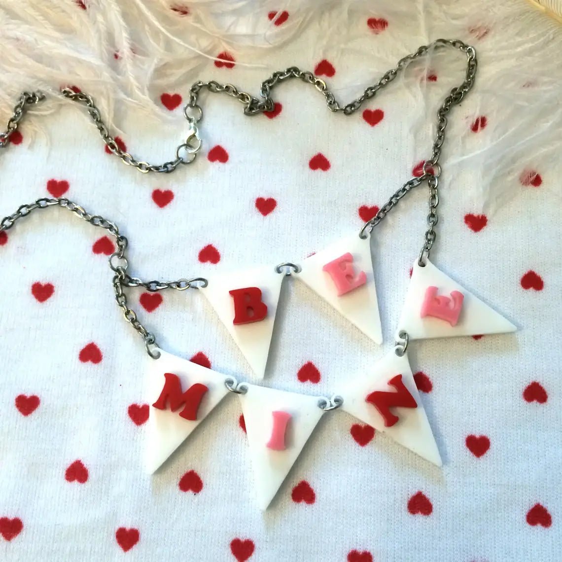 BE MINE Acrylic Laser Cut Bunting Necklace Necklaces La Vie Bien BE MINE Acrylic Laser Cut Bunting Necklace