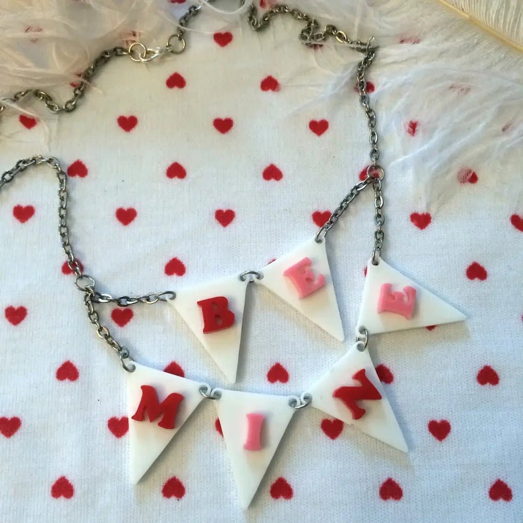 BE MINE Acrylic Laser Cut Bunting Necklace Necklaces La Vie Bien BE MINE Acrylic Laser Cut Bunting Necklace