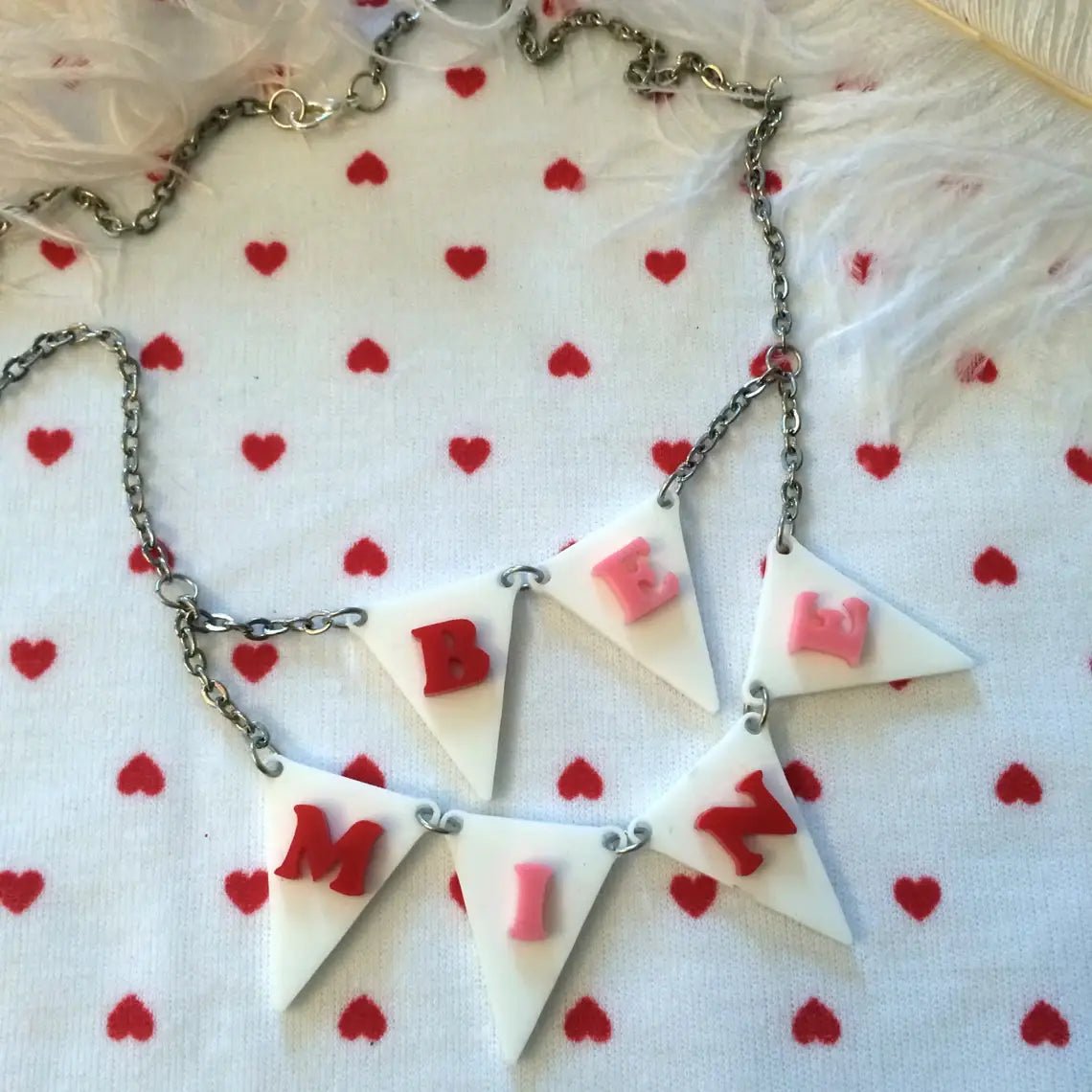 BE MINE Acrylic Laser Cut Bunting Necklace Necklaces La Vie Bien BE MINE Acrylic Laser Cut Bunting Necklace