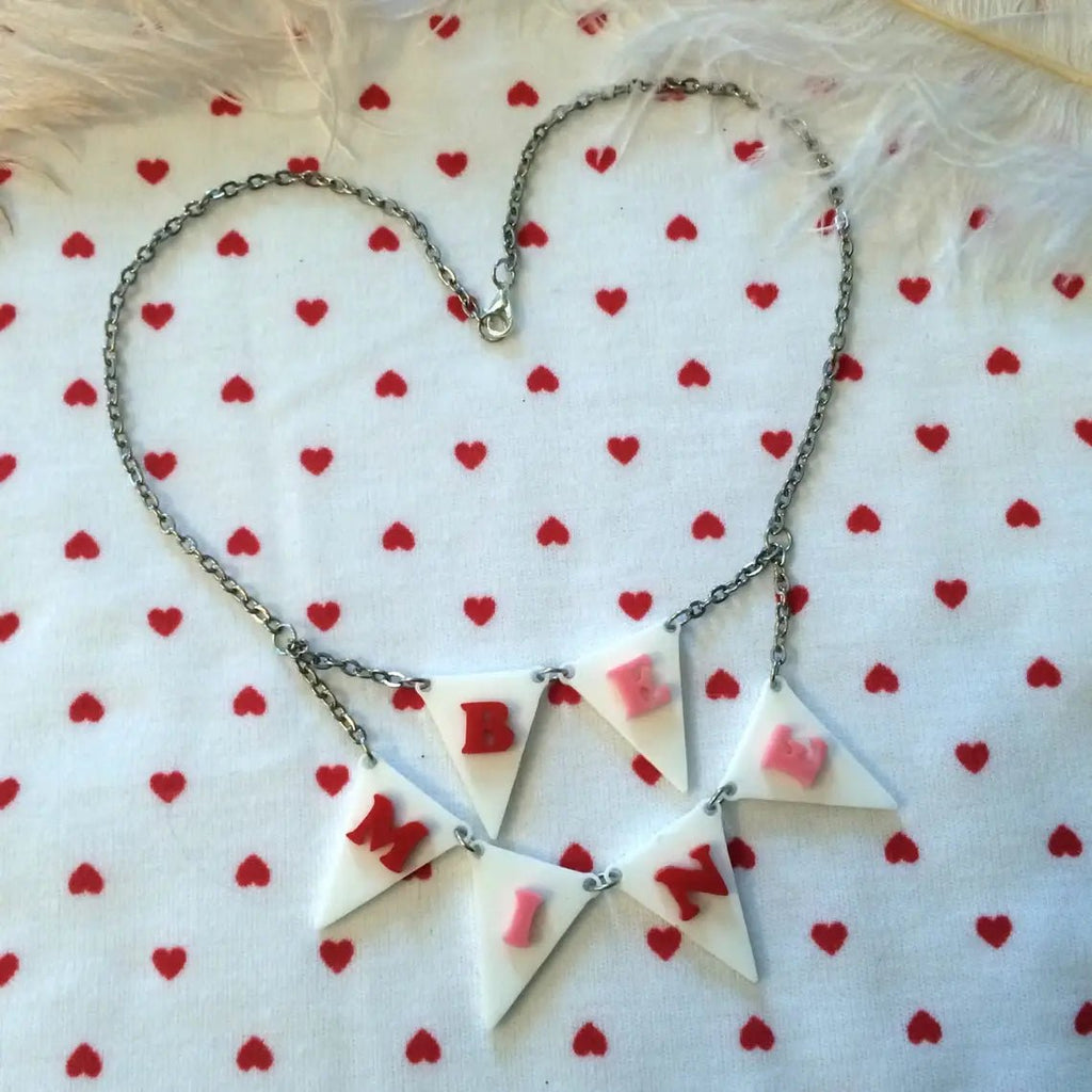 BE MINE Acrylic Laser Cut Bunting Necklace Necklaces La Vie Bien BE MINE Acrylic Laser Cut Bunting Necklace