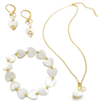 Be Mine mother of pearl heart and gold bead stretch bracelet by Alegria Accessories Inc