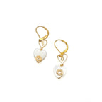 Be Mine mother of pearl and gold heart lever back earrings by Alegria Accessories Inc