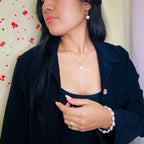 Be Mine mother of pearl and gold heart pendant necklace by Alegria Accessories Inc