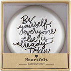 Be Yourself Glass Dome Paperweight | Paper Document Holder | 3" by The Bullish Store