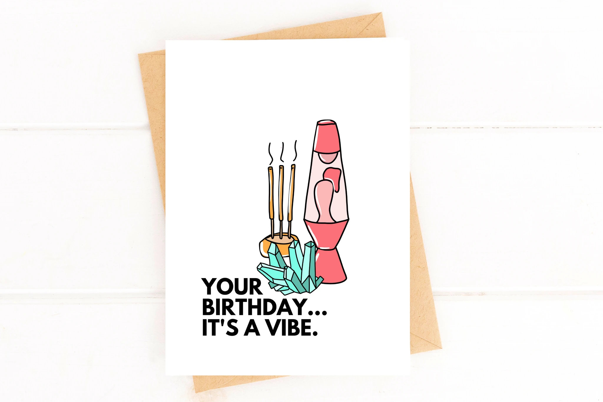 Your Birthday It's a Vibe Birthday Card Crystal Birthday Incense Birthday Card by Five Dot Post
