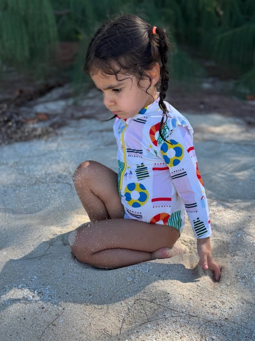 Beach Baby Zipped Rashguard Onepiece Swimsuit La Vie Bien Beach Baby Zipped Rashguard Onepiece