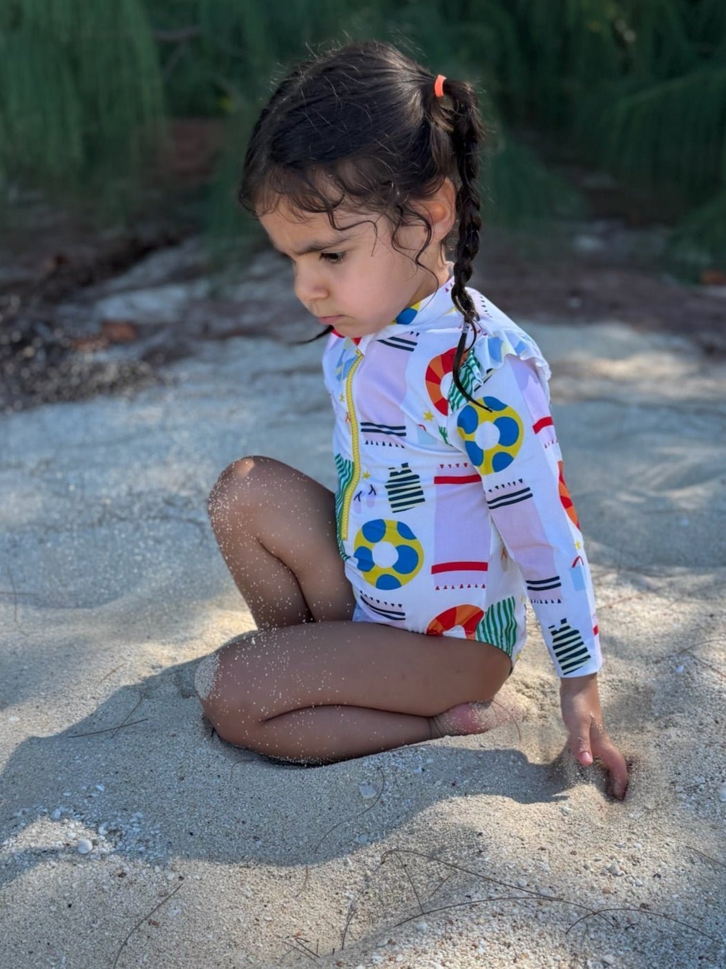 Beach Baby Zipped Rashguard Onepiece Swimsuit La Vie Bien Beach Baby Zipped Rashguard Onepiece