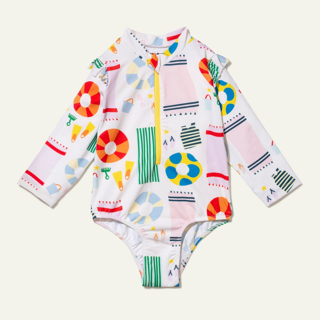 Beach Baby Zipped Rashguard Onepiece Swimsuit La Vie Bien Beach Baby Zipped Rashguard Onepiece