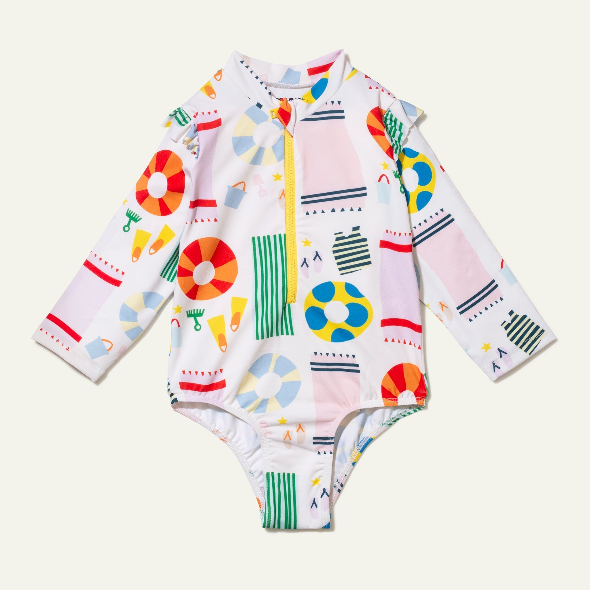 Beach Baby Zipped Rashguard Onepiece Swimsuit La Vie Bien Beach Baby Zipped Rashguard Onepiece