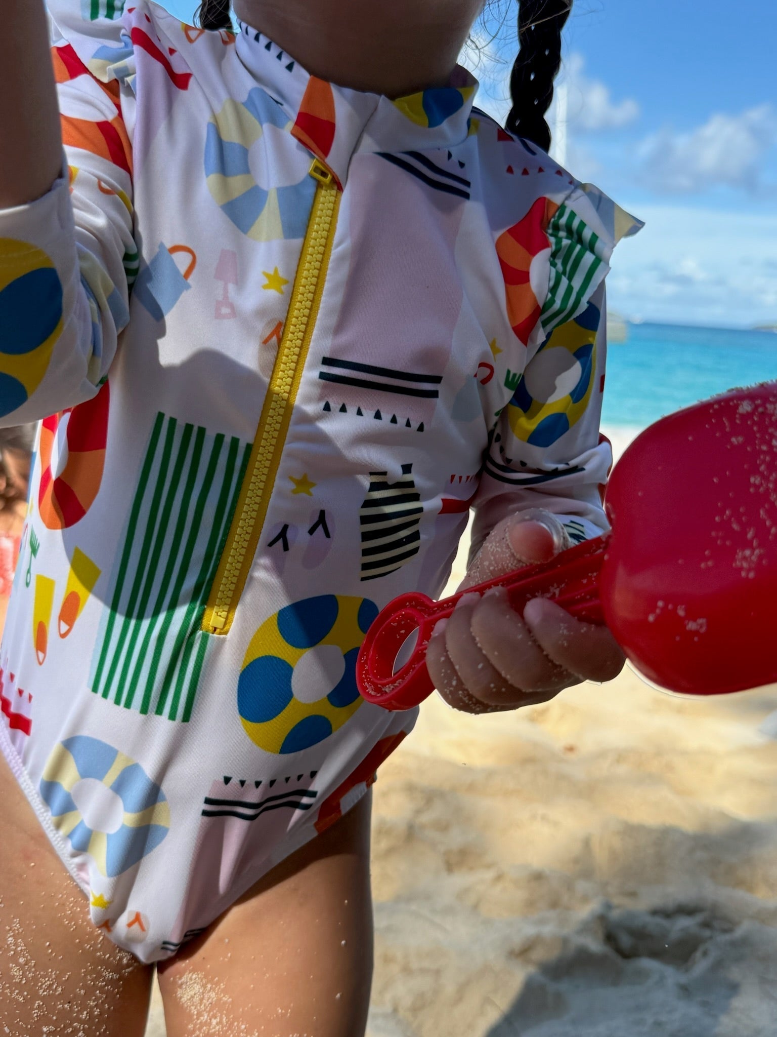 Beach Baby Zipped Rashguard Onepiece Swimsuit La Vie Bien Beach Baby Zipped Rashguard Onepiece