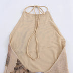 Beach Seashell Print Halterneck Mesh Maxi Dress [Sizes S-L] by The Bullish Store