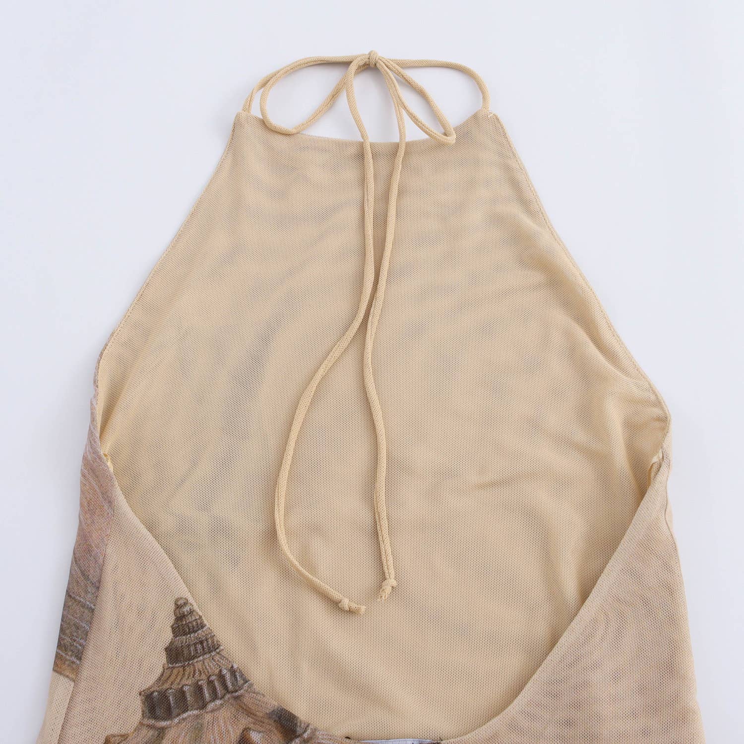 Beach Seashell Print Halterneck Mesh Maxi Dress [Sizes S - L]