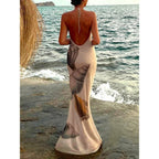Beach Seashell Print Halterneck Mesh Maxi Dress [Sizes S-L] by The Bullish Store