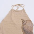 Beach Seashell Print Halterneck Mesh Maxi Dress [Sizes S-L] by The Bullish Store