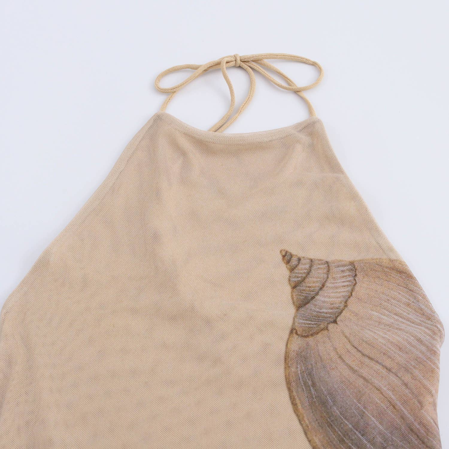 Beach Seashell Print Halterneck Mesh Maxi Dress [Sizes S - L]