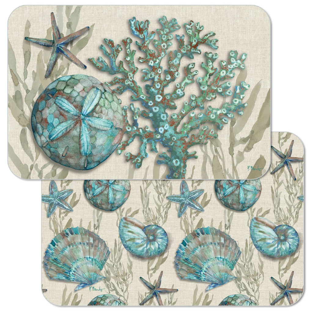 Beach Shells Reversible Rectangular Plastic Placemat Home Decor La Vie Bien Beach Shells Reversible Rectangular Plastic Placemat