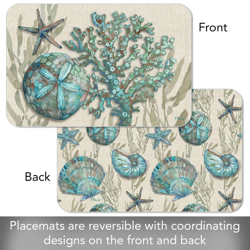 Beach Shells Reversible Rectangular Plastic Placemat Home Decor La Vie Bien Beach Shells Reversible Rectangular Plastic Placemat