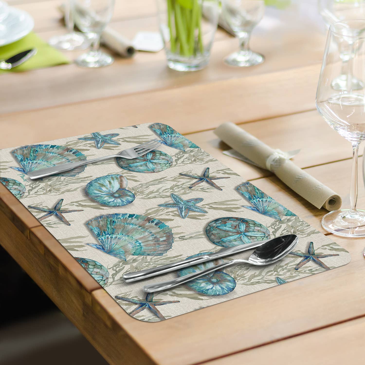 Beach Shells Reversible Rectangular Plastic Placemat Home Decor La Vie Bien Beach Shells Reversible Rectangular Plastic Placemat