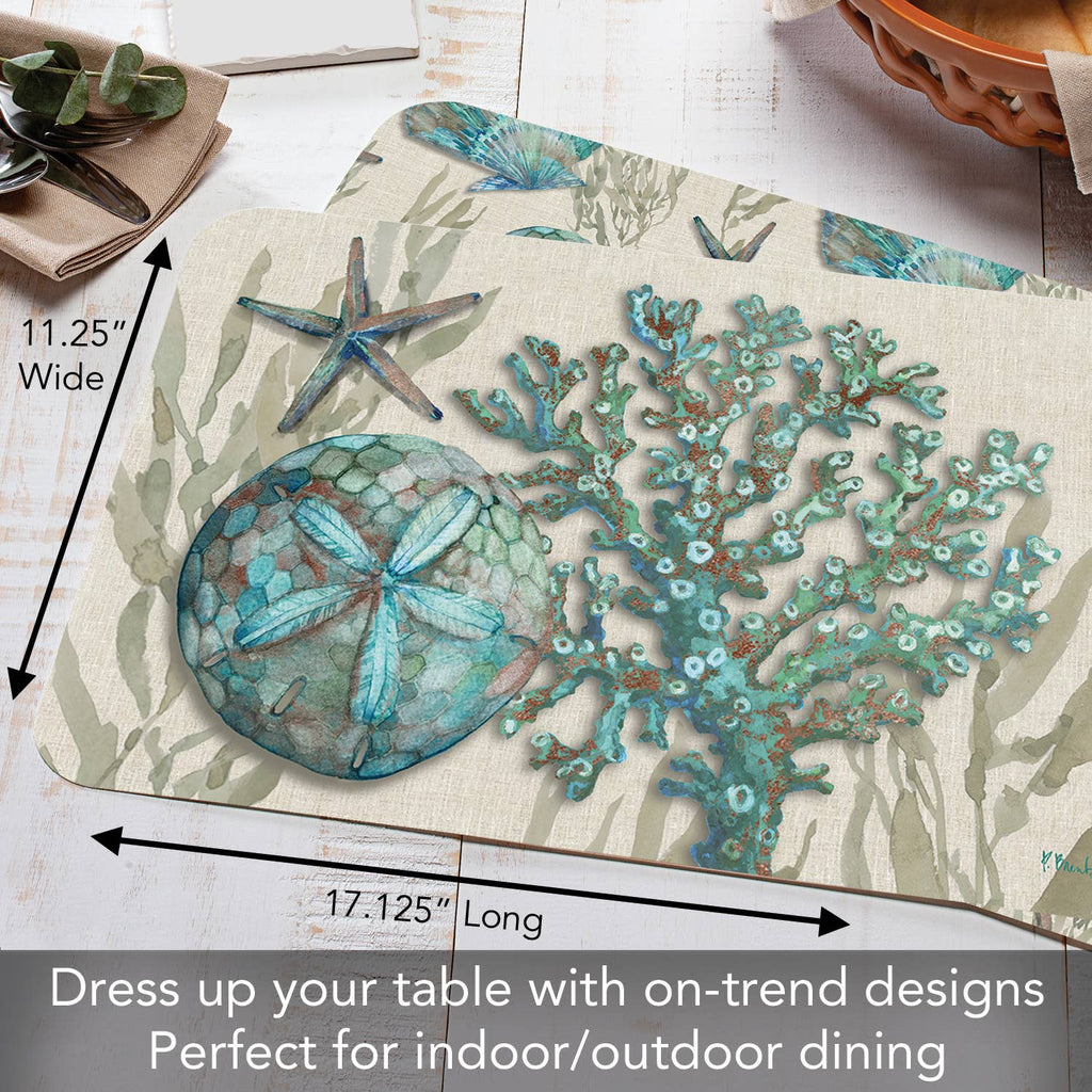 Beach Shells Reversible Rectangular Plastic Placemat Home Decor La Vie Bien Beach Shells Reversible Rectangular Plastic Placemat