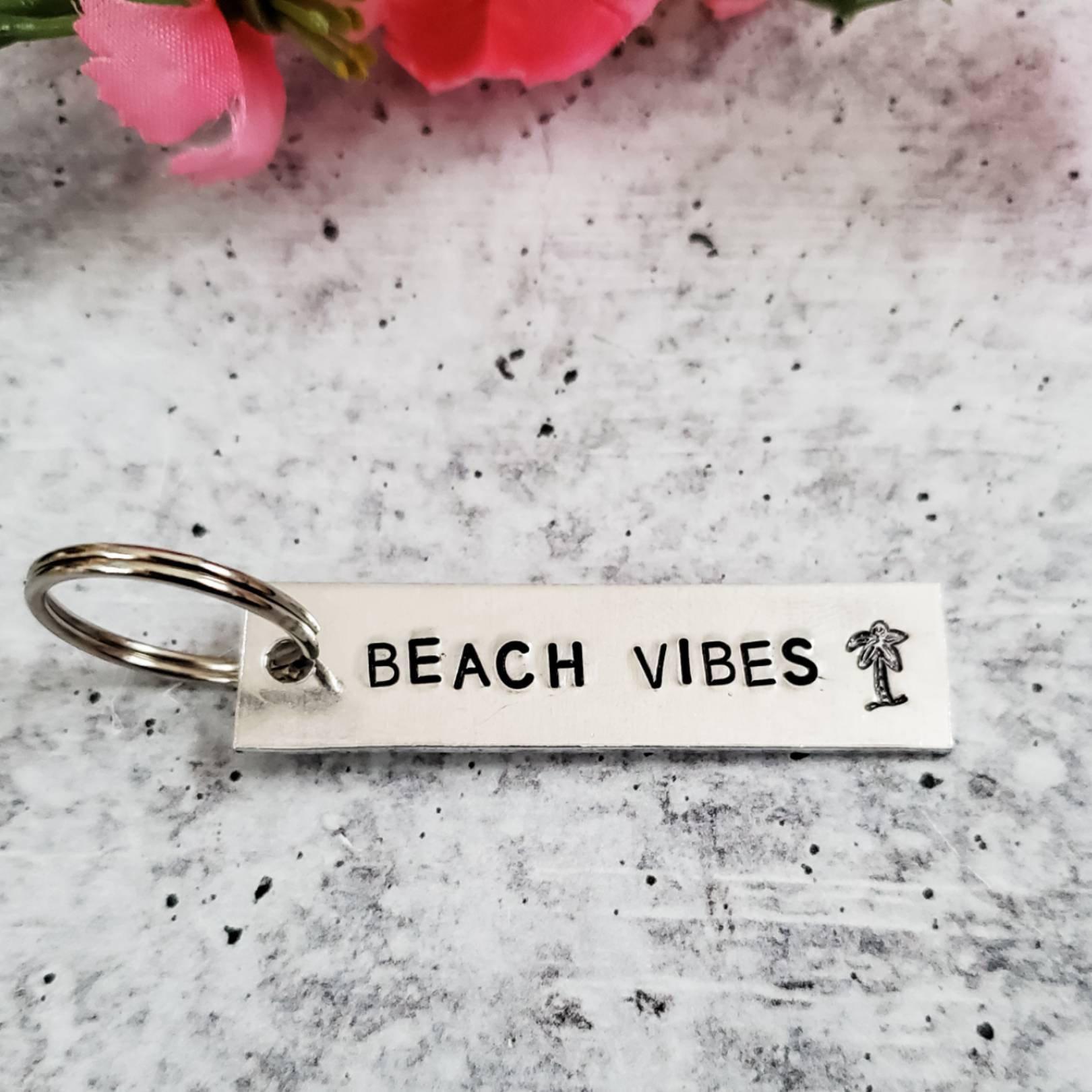 BEACH VIBES Bar Keychain Key Chain La Vie Bien BEACH VIBES Bar Keychain