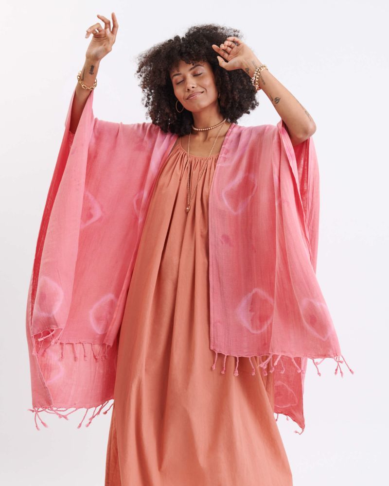 Beach Wrap - Pink or Bright Blue Shibori Apparel La Vie Bien Beach Wrap - Pink or Bright Blue Shibori