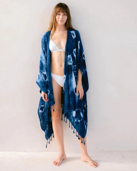 Beach Wrap - Pink or Bright Blue Shibori Apparel La Vie Bien Beach Wrap - Pink or Bright Blue Shibori