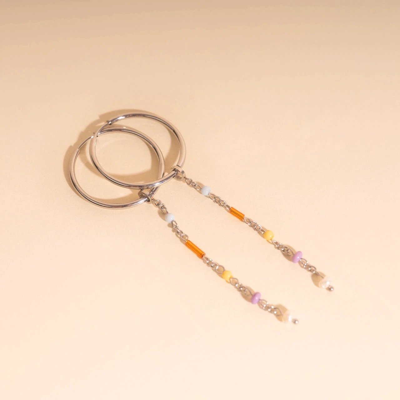 Bead Chain Huggie Hoop Charms by Oh Clementine