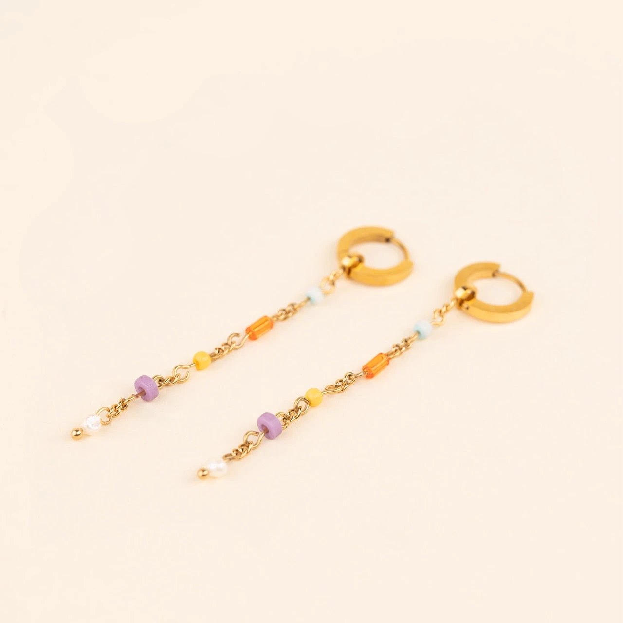 Bead Chain Huggie Hoop Charms by Oh Clementine