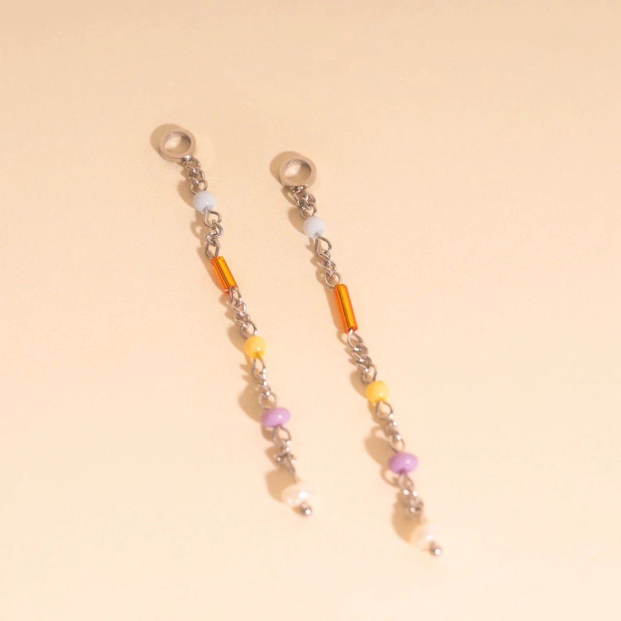 Bead Chain Huggie Hoop Charms by Oh Clementine